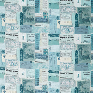 Eclectic Elements - Palette Ephemera Teal Yardage