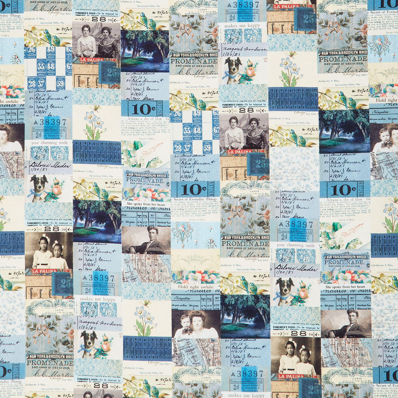 Eclectic Elements - Palette Collage Blue Yardage