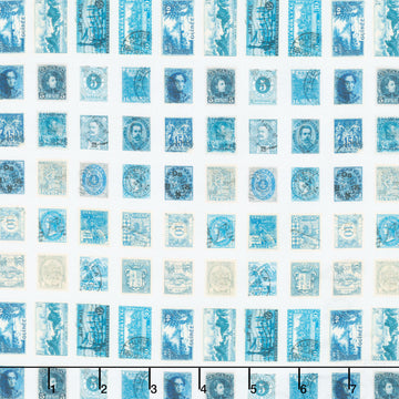 Eclectic Elements - Palette Stamps Blue Yardage