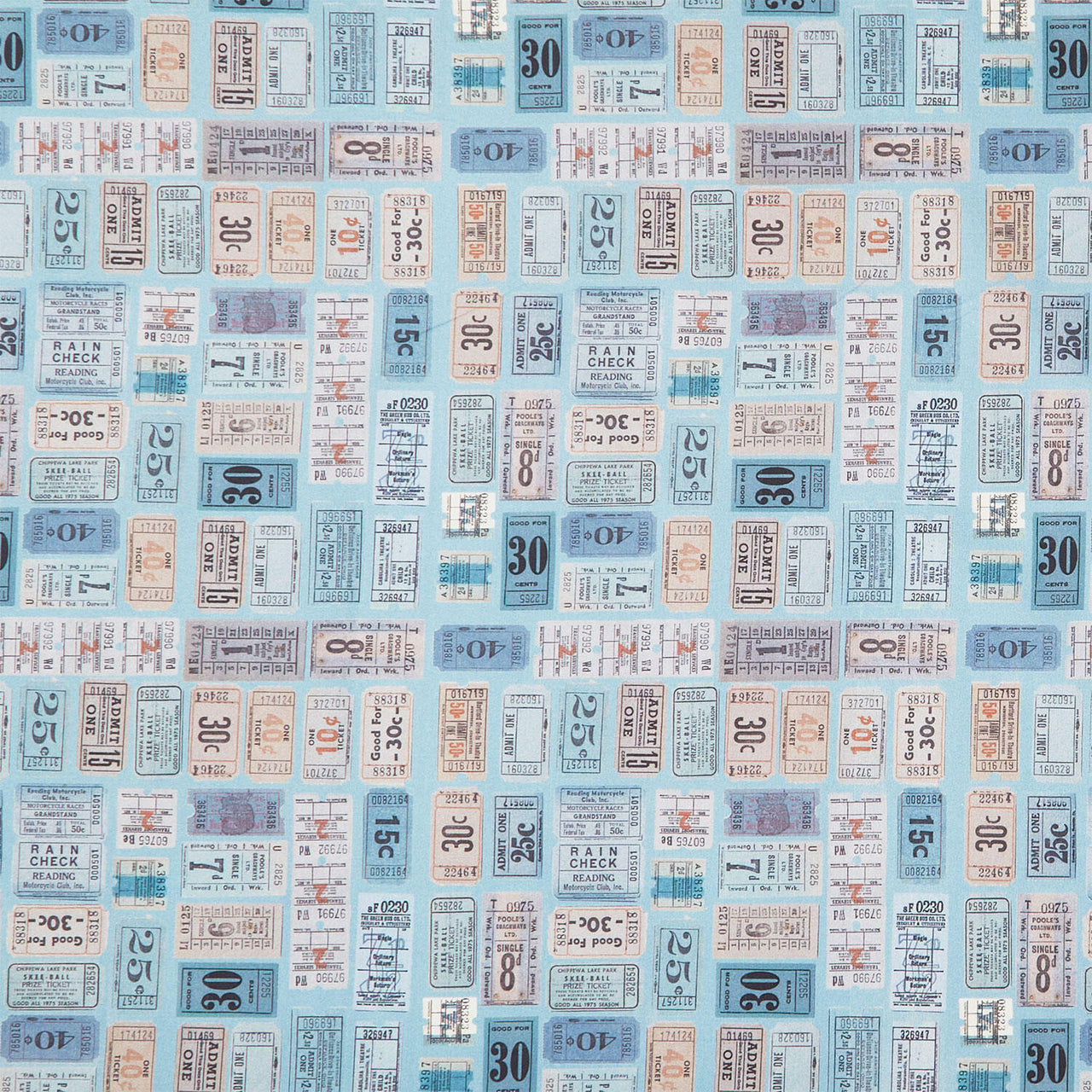 Eclectic Elements - Palette Tickets Blue Yardage