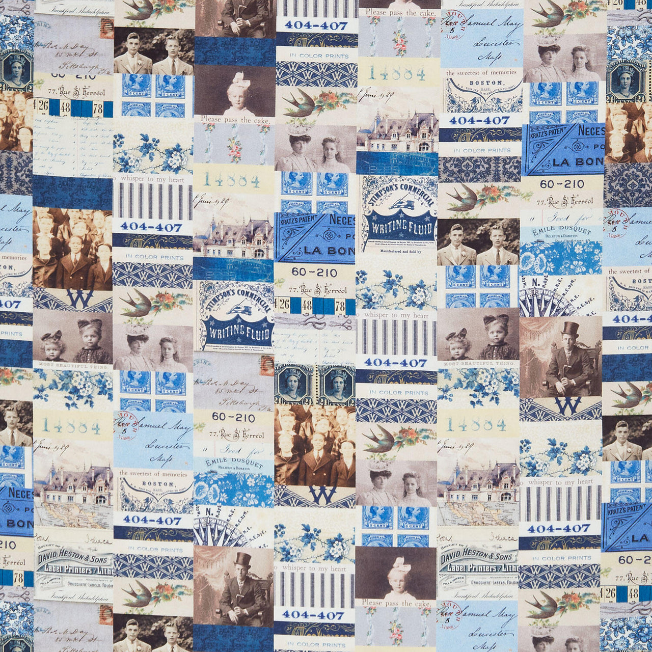 Eclectic Elements - Palette Indigo Collage Yardage