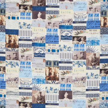 Eclectic Elements - Palette Indigo Collage Yardage