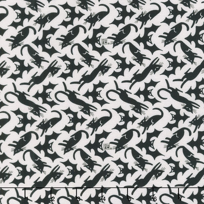Spooky Cute Halloween - Cat Scatter White Yardage