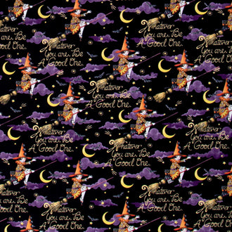 Spooky Cute Halloween - Be A Good One Black Yardage