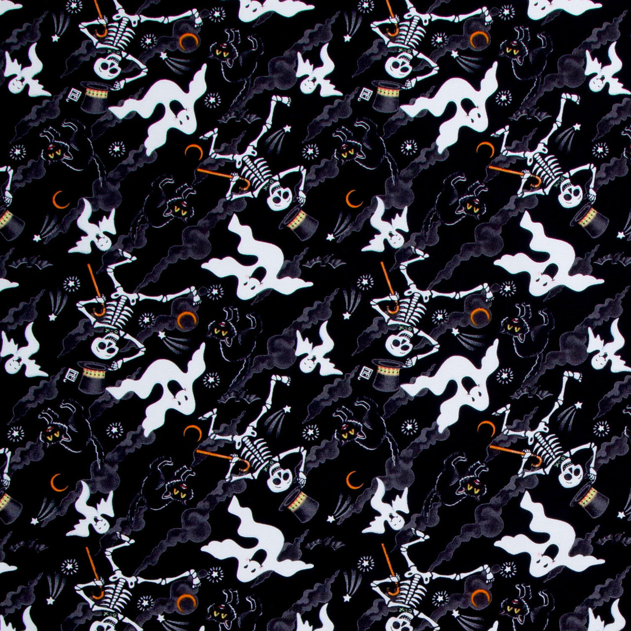 Spooky Cute Halloween - Scary Sky Black Yardage