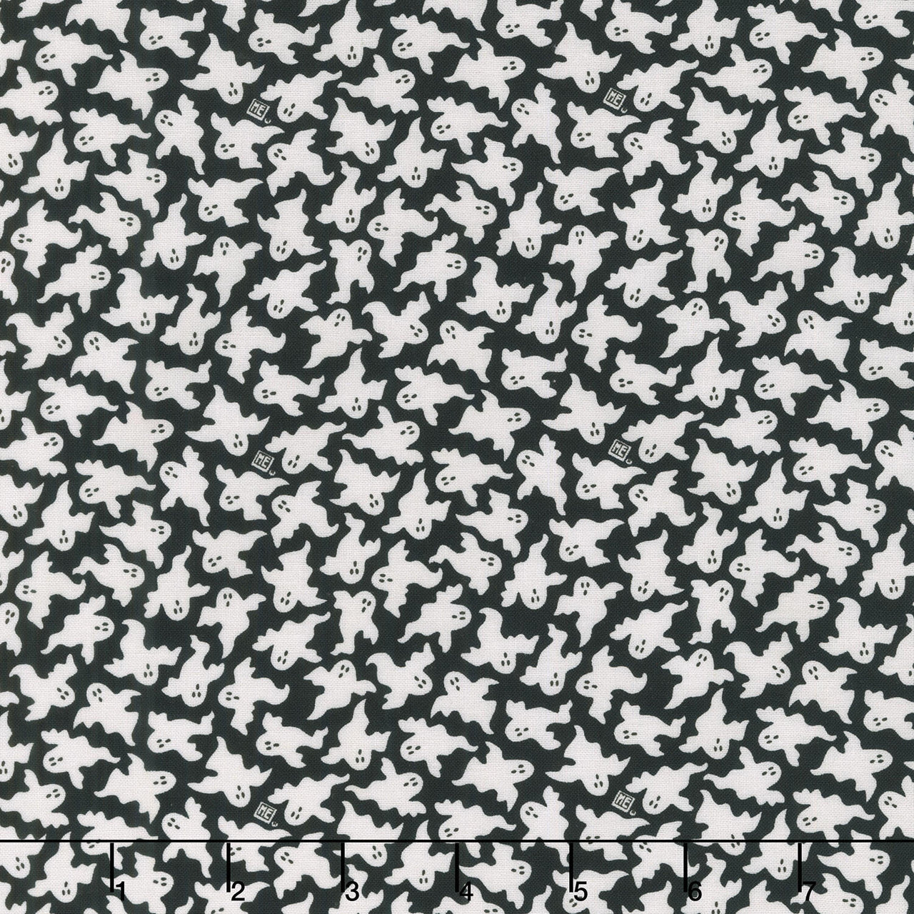 Spooky Cute Halloween - Ghost Cluster Black Yardage