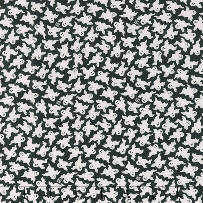 Spooky Cute Halloween - Ghost Cluster Black Yardage