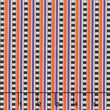 Spooky Cute Halloween - Halloween Check Stripe Multi Yardage