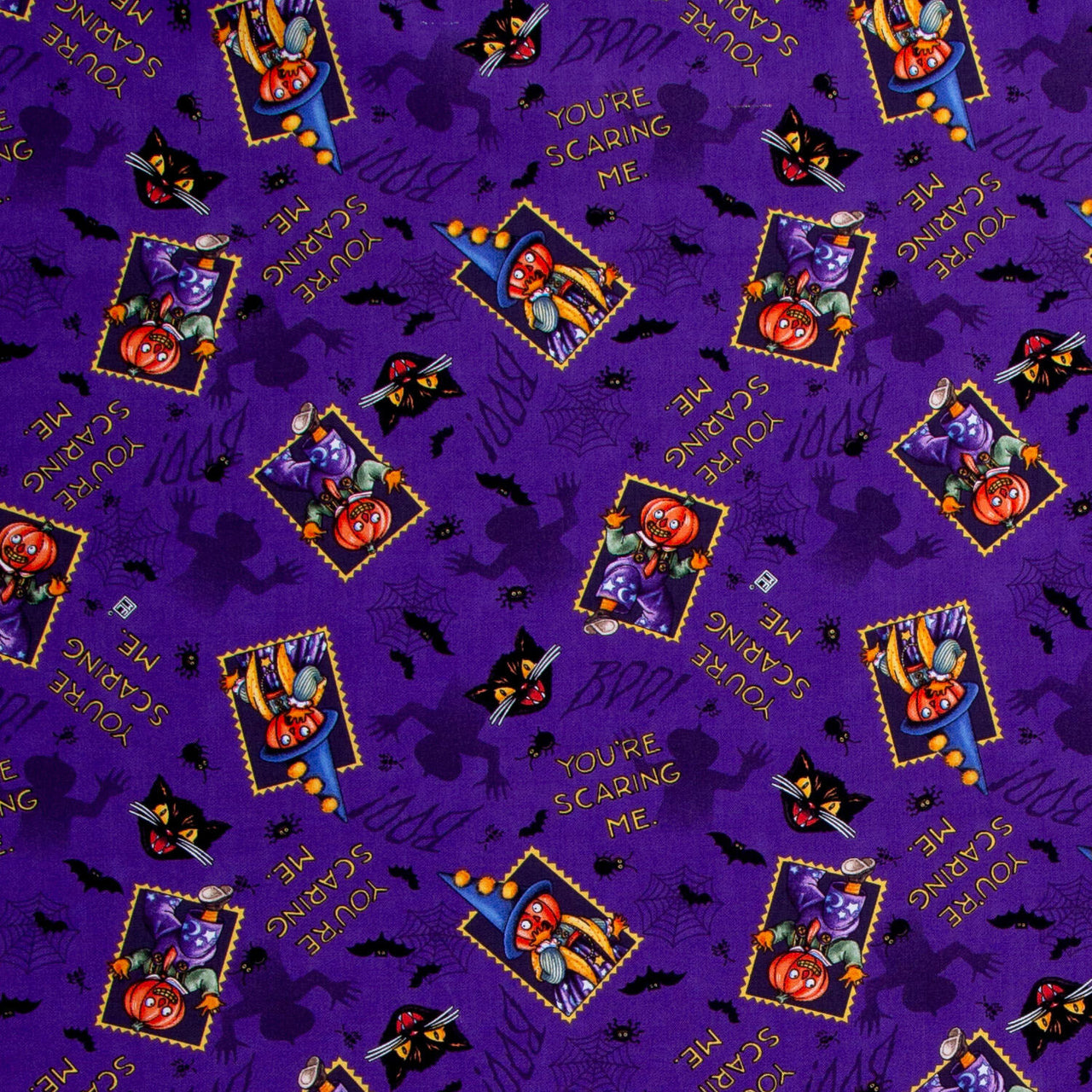 Spooky Cute Halloween - You're Scaring Me Purple Yardage