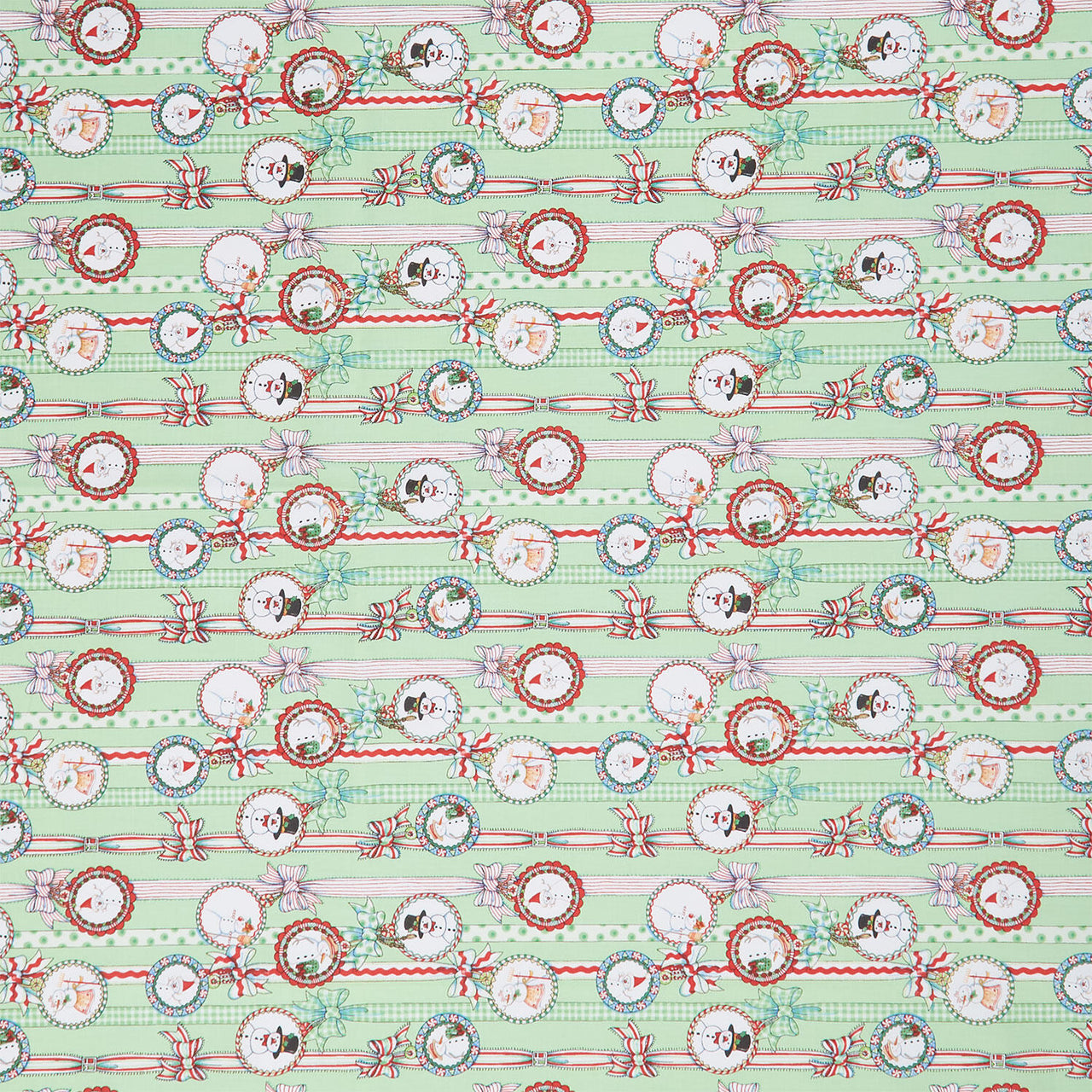 So Much Joy - Snow People Ribbon Lime Yardage