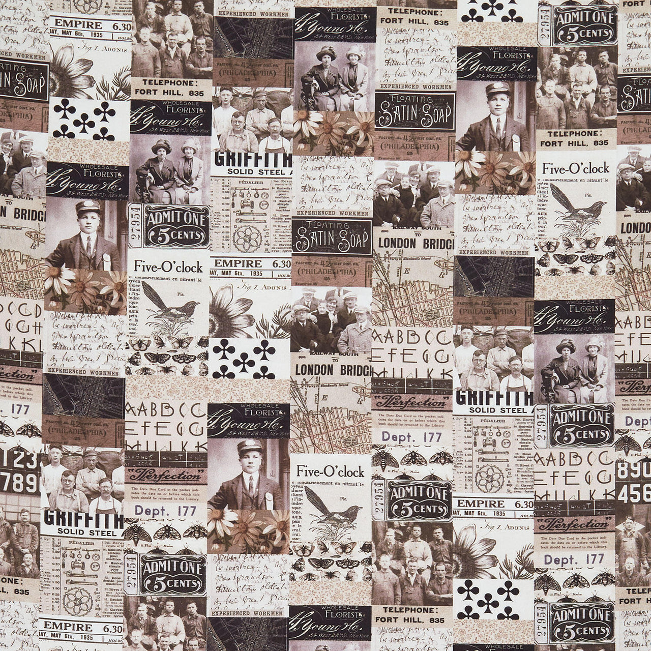 Eclectic Elements - Palette Collage Charcoal Yardage