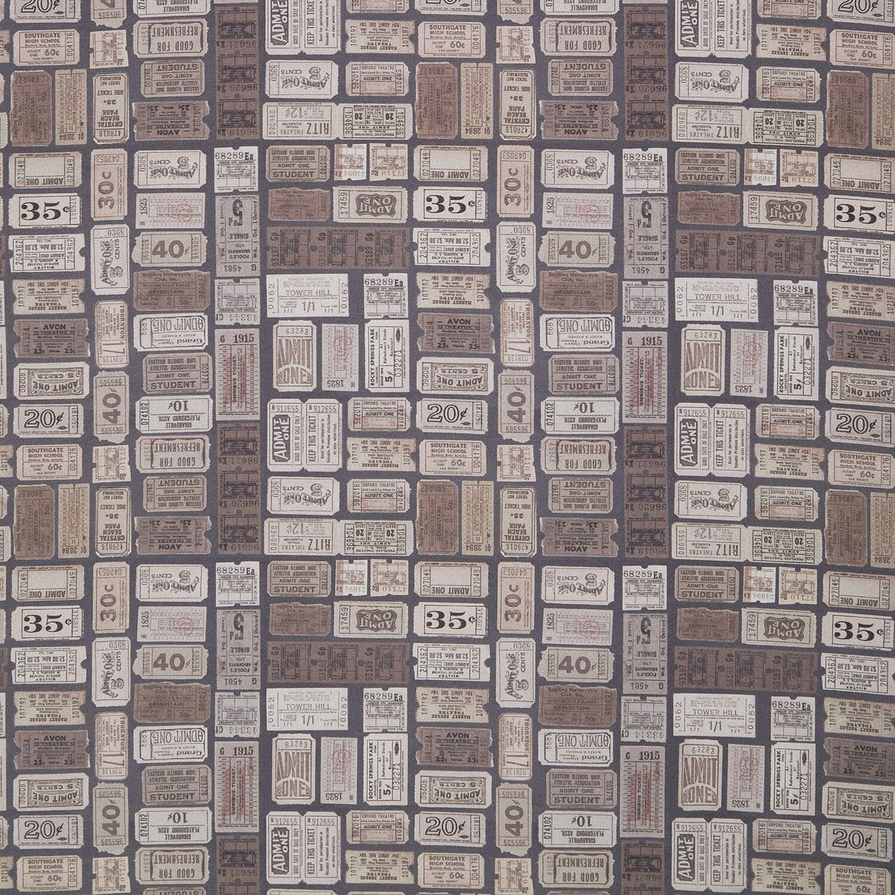 Eclectic Elements - Palette Tickets Charcoal Yardage