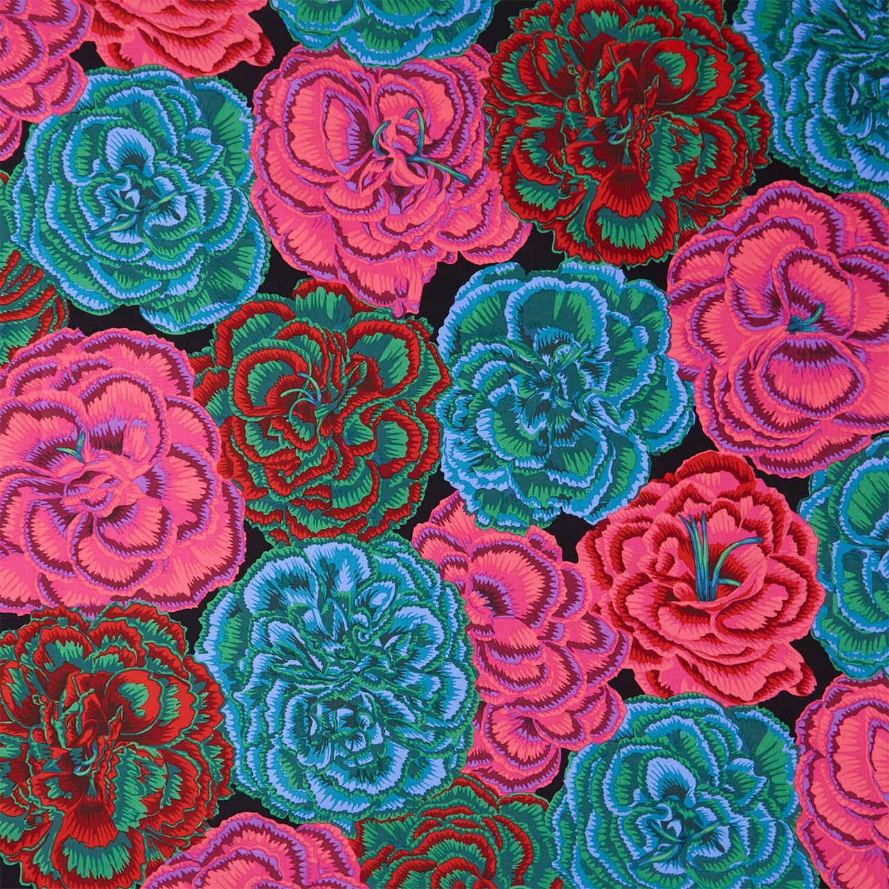 Kaffe Fassett Collective - August 2025 Picotee Carnations Dark Yardage