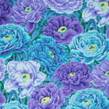Kaffe Fassett Collective - August 2025 Tibetan Peony Blue Yardage