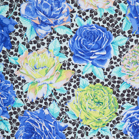 Kaffe Fassett Collective - February 2026 Rose Bloom Blue Yardage