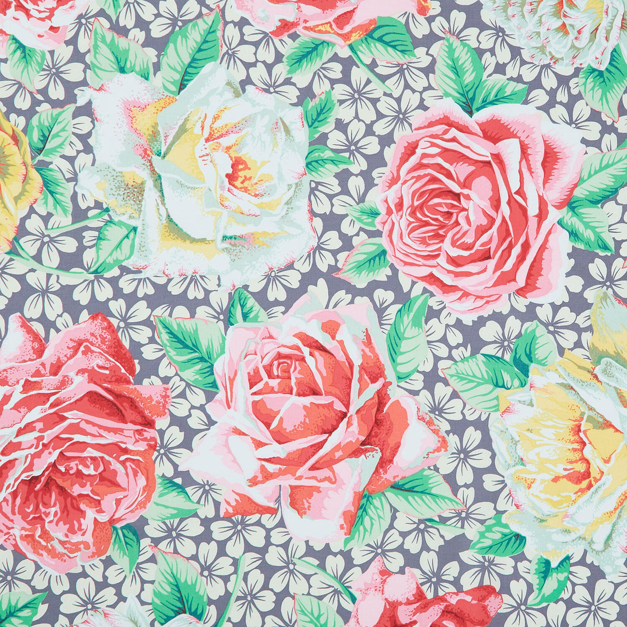 Kaffe Fassett Collective - February 2026 Rose Bloom Grey Yardage