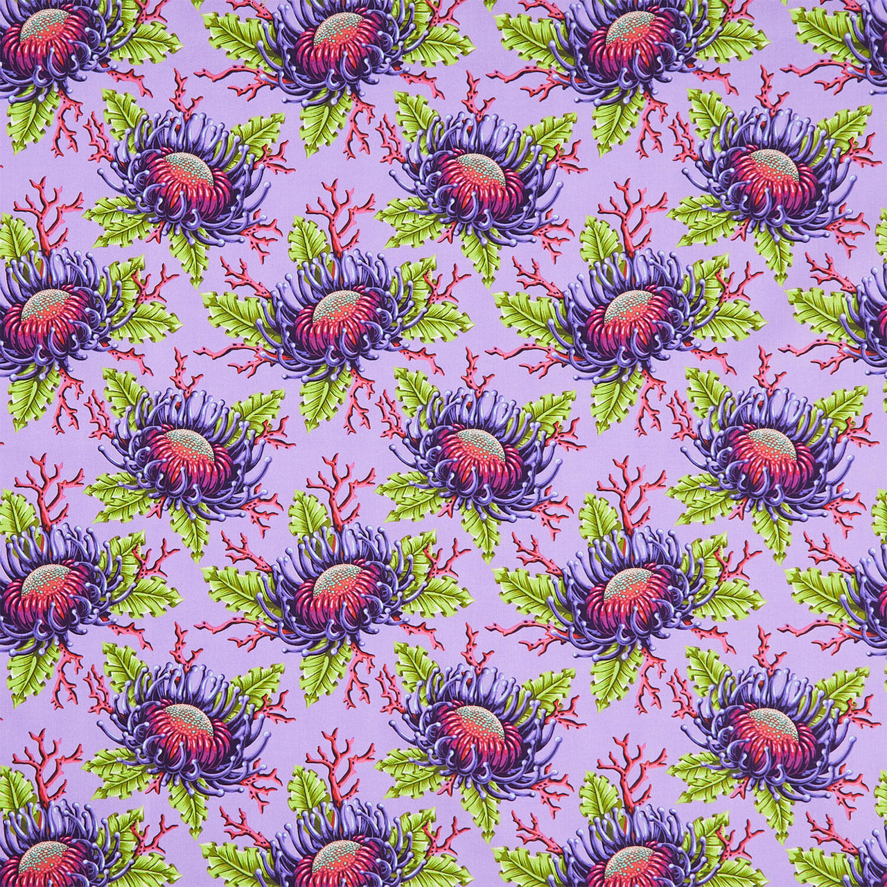 Floral Reef Collection - Friends and Anemones Ultraviolet Yardage