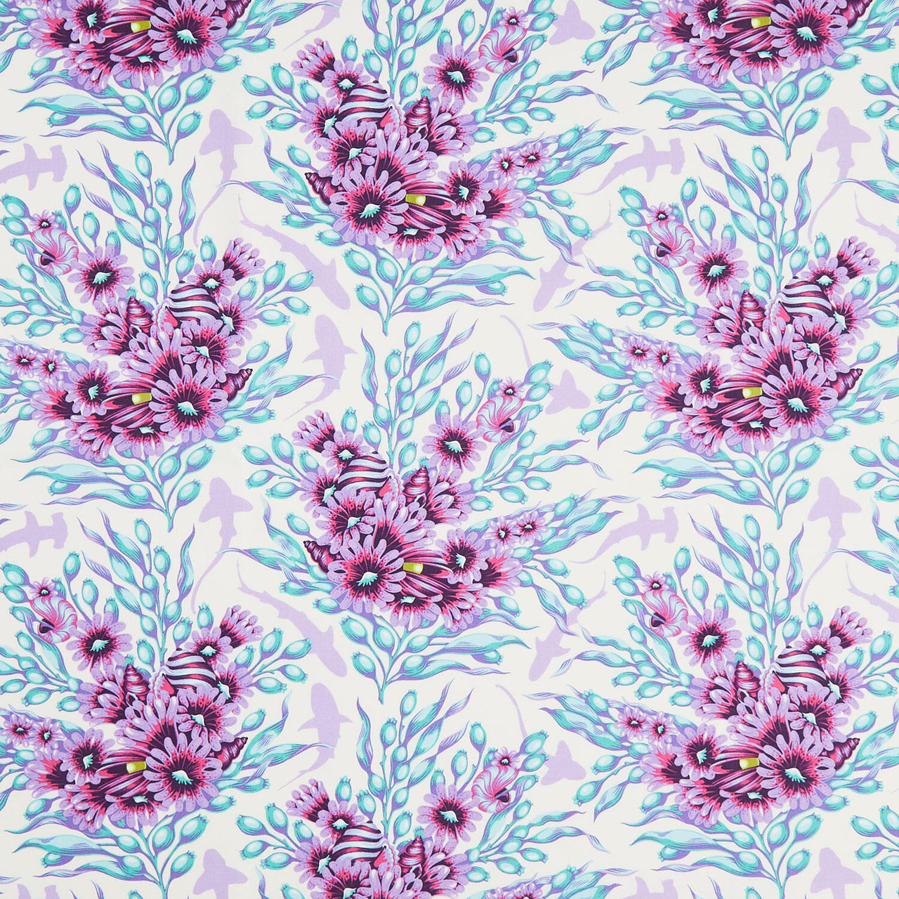Floral Reef Collection - Shadow Sharks Ultraviolet Yardage