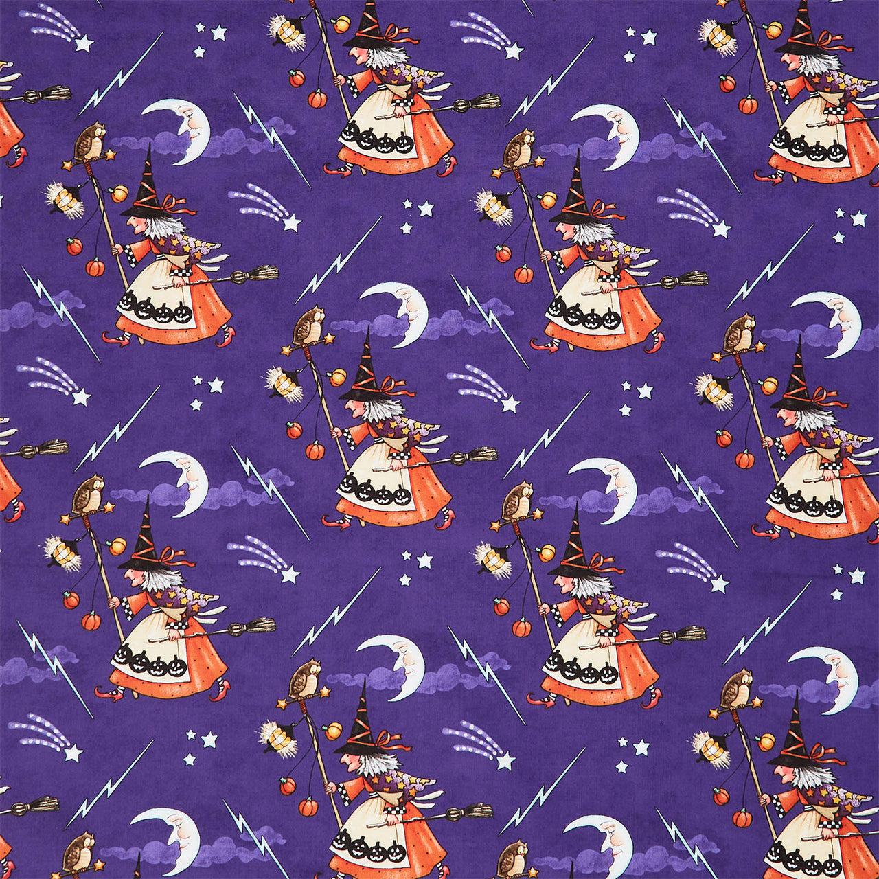 Moonlit Mischief - Witch's Nightly Walk Purple Yardage