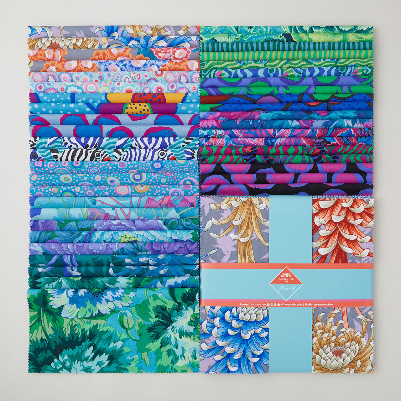 Kaffe Fassett Collective August 2025 Cool Colorstory 10" Squares