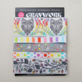 Tula Pink Graywork Designer Ribbon Pack - Graywork Fog