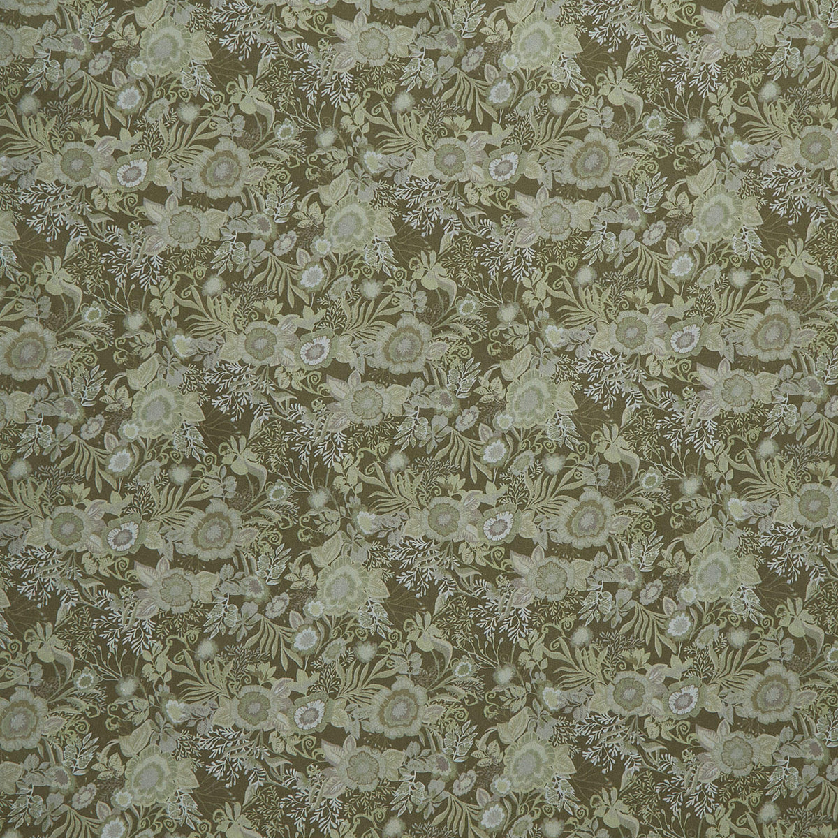 Cinnamon Stick - Large Packed Floral Green Yardage