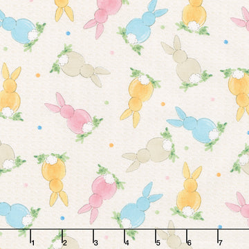 Peek a Boo Bunnies - Tossed Bunnies Cream Yardage