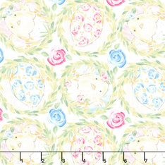 Peek a Boo Bunnies - Easter Wreaths Cream Yardage