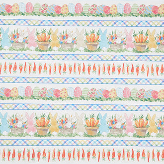 Peek a Boo Bunnies - Border Stripe Cream Yardage