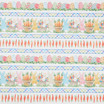 Peek a Boo Bunnies - Border Stripe Cream Yardage