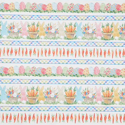 Peek a Boo Bunnies - Border Stripe Cream Yardage