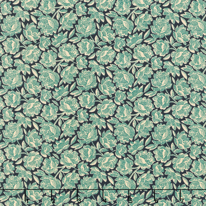 Scrap Basket Favorites - Cabbage Rose Blue Yardage