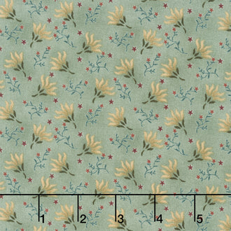 Scrap Basket Favorites - Tossed Clover Aqua Yardage