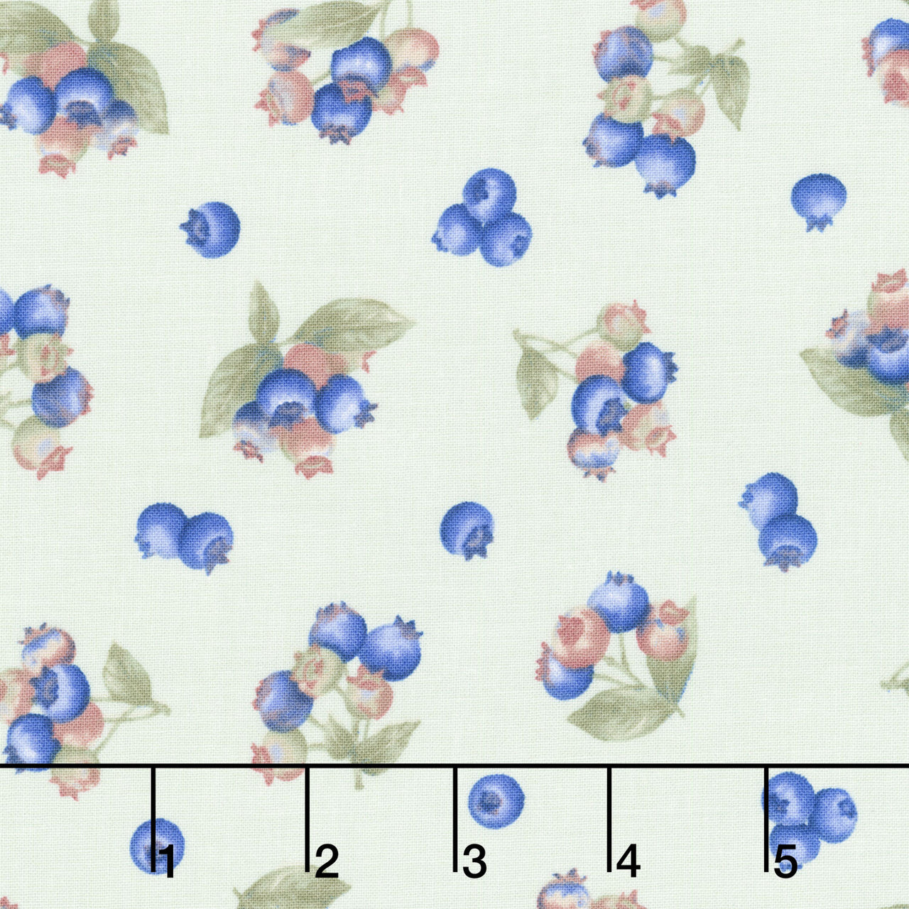 Berrylicious - Tossed Blueberry Sprigs Green/ Blue Yardage