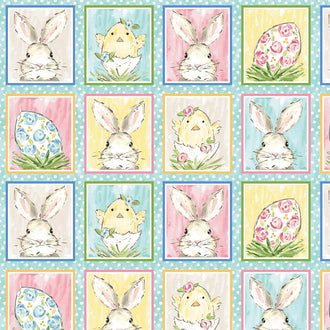 Peek a Boo Bunnies - Bunny Blocks Light Blue Panel