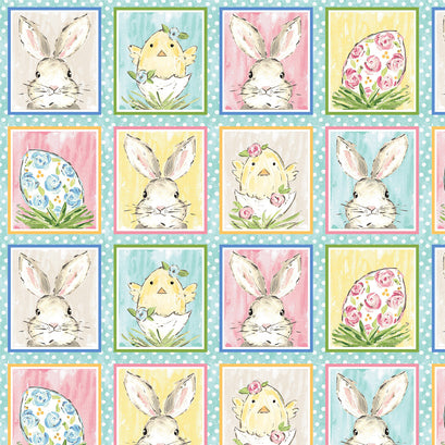 Peek a Boo Bunnies - Bunny Blocks Light Blue Panel
