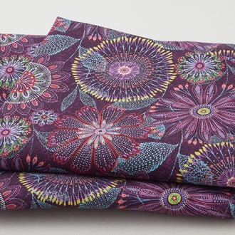 Flora Dora 108" - Floral Medallions Purple 3 Yard Cut
