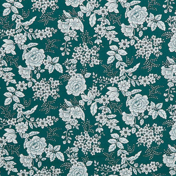 Tranquility - Floral Teal 3 Yard Cut
