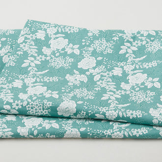 Tranquility - Floral Dark Aqua 3 Yard Cut
