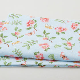 Enchanted Forest - Butterflies And Flowers Light Blue 2 Yard Cut