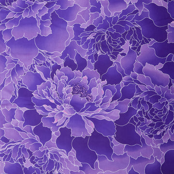 Monochromatic Peony 118" Wide Back - Deep Purple Digitally Printed 3 Yard Cut