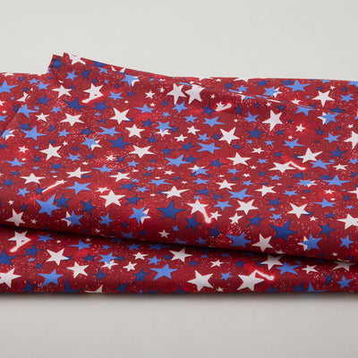 Star Power 108" - Multi Colored Stars Red 108" Wide 3 Yard Cut