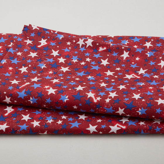 Star Power 108" - Multi Colored Stars Red 108" Wide 3 Yard Cut