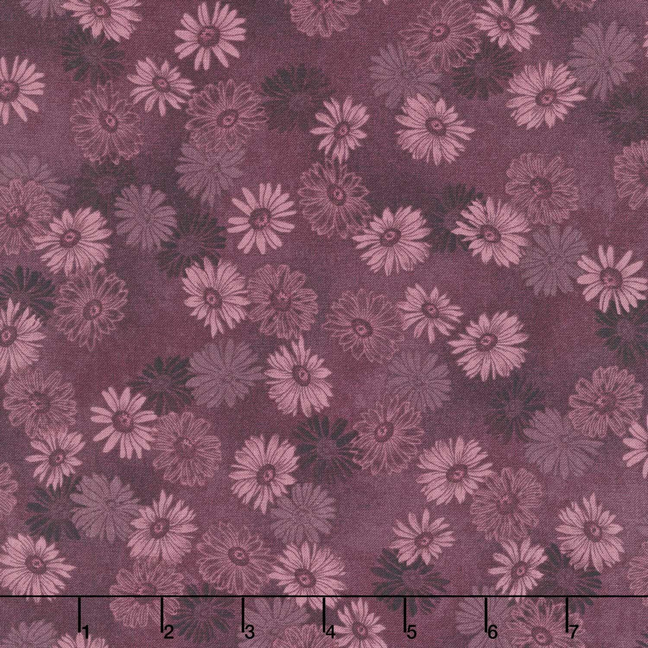 Flossie's Flowers - Pressed Daisies Aubergine Yardage