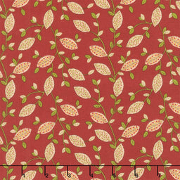 Baubles and Balsam - Fancy Holiday Leaves Cranberry Yardage