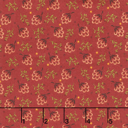 Baubles and Balsam - Clover Blossoms Cranberry Yardage