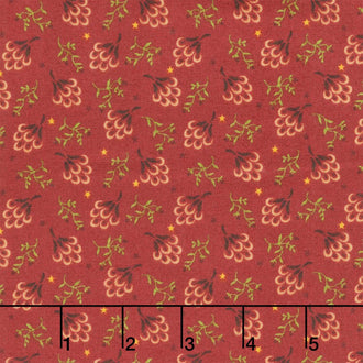Baubles and Balsam - Clover Blossoms Cranberry Yardage