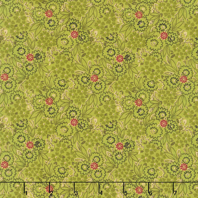 Baubles and Balsam - Pressed Flowers Evergreen Yardage