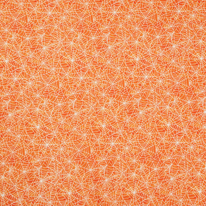 Ghosts in the Graveyard - Spiderweb Glow Orange Yardage