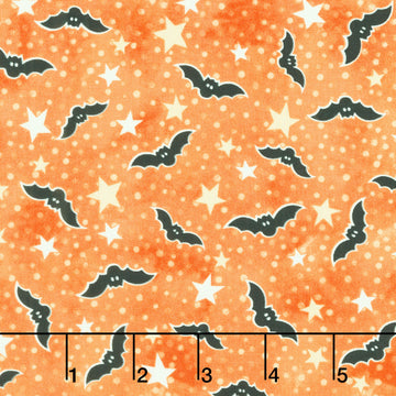 Ghosts in the Graveyard - Bats Glow Orange Yardage